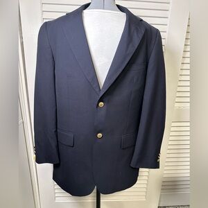 Alan Flusser Navy Blazer with Gold Buttons coat of Arms